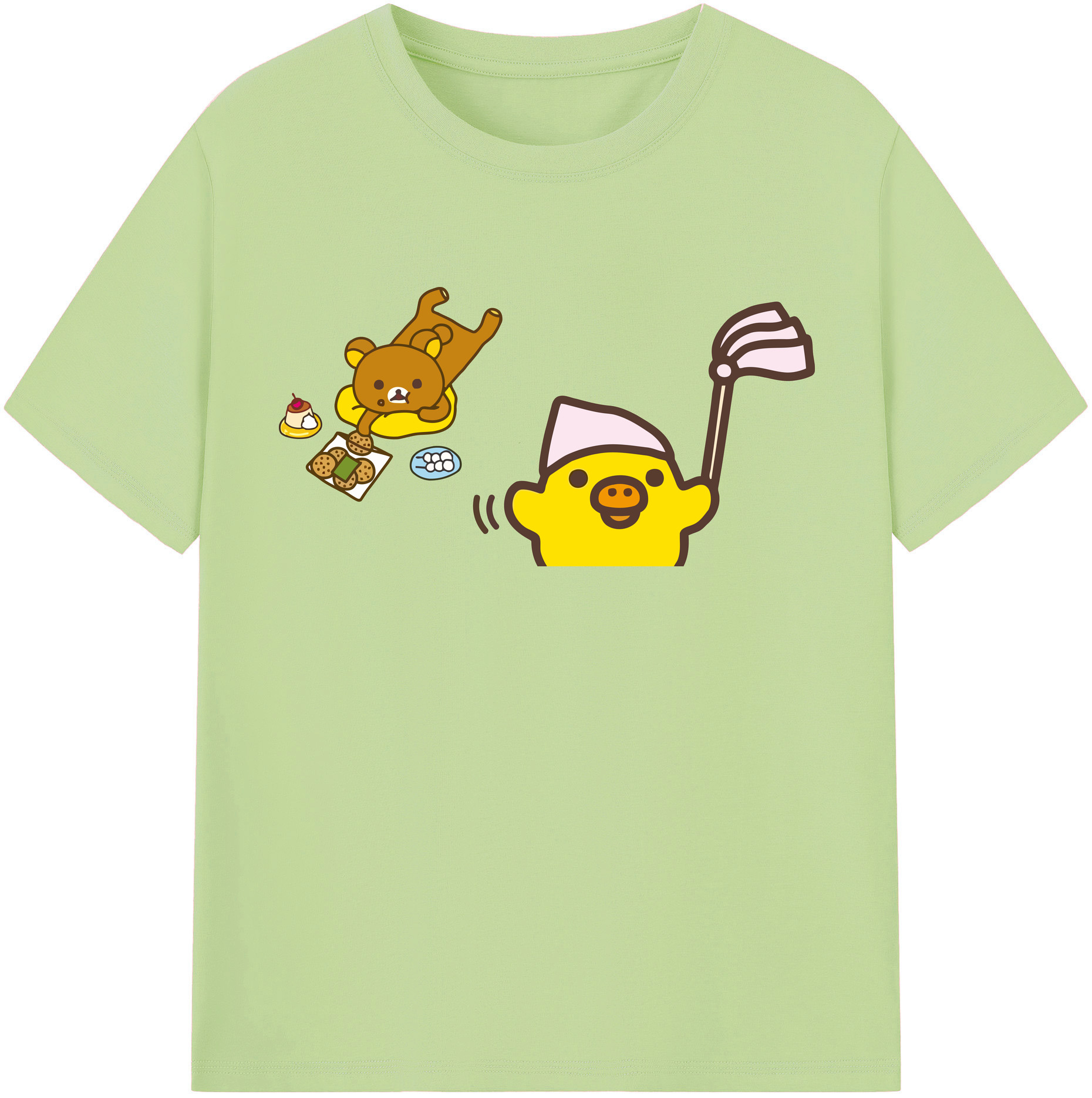 （画像用） リラックマ リラックマ キイロイトリ Rilakkuma Korilakkuma Kiiroitori 綿100％半袖Tシャツ（フロントプリント）